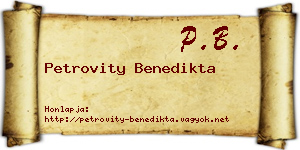 Petrovity Benedikta névjegykártya